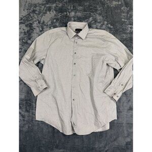 Alfani Mens Large Regular Fit Gray Long Sleeve Button Down Shirt